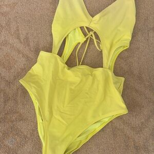 aerie Neon Yellow One-Piece Swim Suit